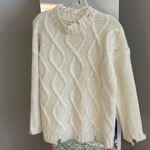 Distressed Cream Sweater